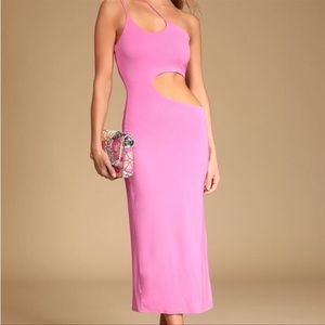 Pink asymmetrical maxi dress